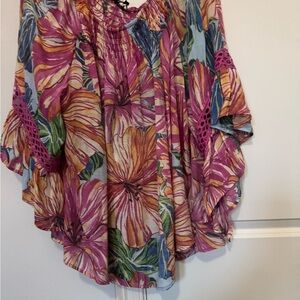 Unique Spectrum Floral Pink and Blue Blouse